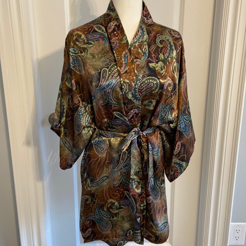 Paisley Satin Robe - Multicolor